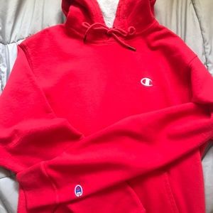 Red champion hoodie